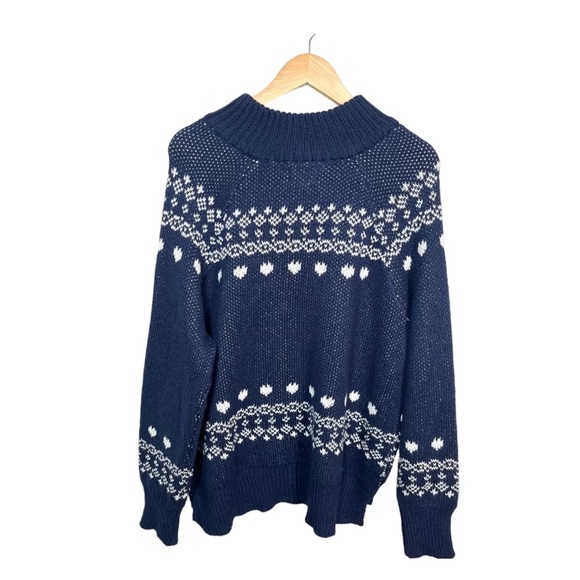 Aerie Festive Feels! Fair Isle Quarter Zip Sweater Navy sz S. Rarely worn - Picture 4 of 8